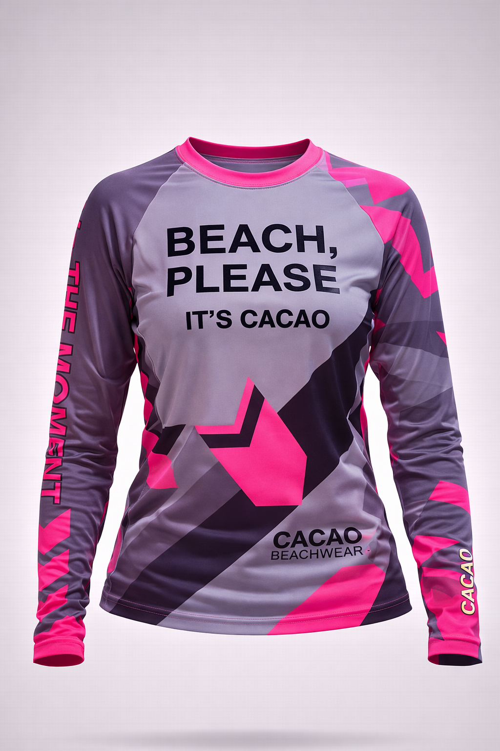 Solar Vibes Pink women’s rashguard CACAO Beachwear™️ with UV Protection