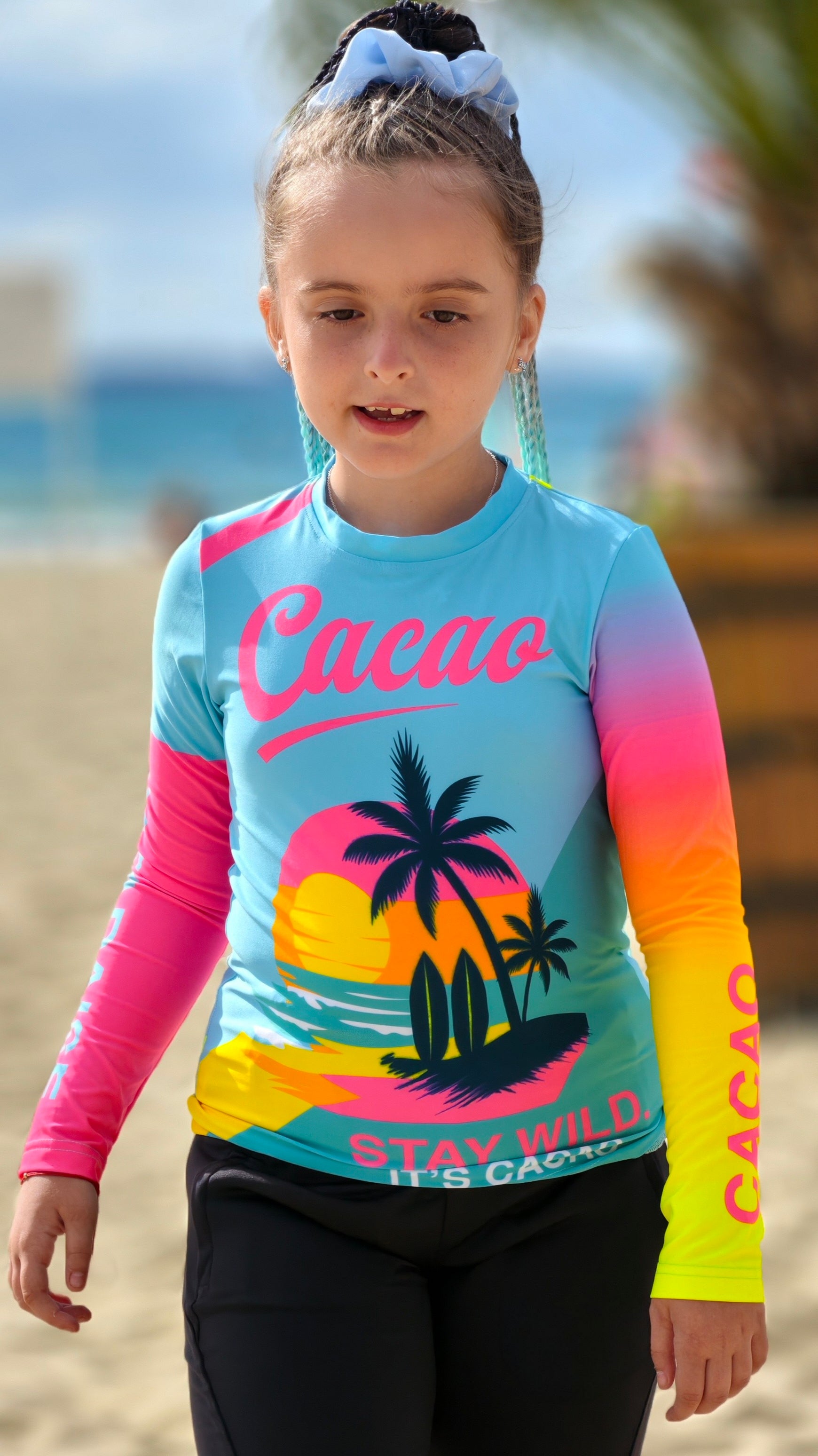 Детска блуза с дълъг ръкав Ocean Joy CACAO Beachwear™️ със слънцезащита